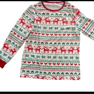 Mens Christmas Pajama Holiday Reindeer Red Pj Shirt Top Long‎ Sleeve Medium Dad